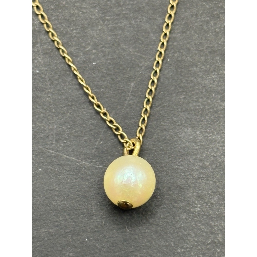 Vintage 16" Gold Filled Pearl Pendant Necklace H10